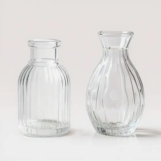 Kit 10 Mini Vaso de Vidro Sortido 10cm Transparente Decoração Moderna Sala Flores