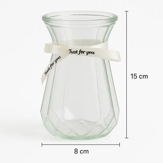Kit 5 Mini Vaso de Vidro Geométrico 14cm Transparente Decoração Sala