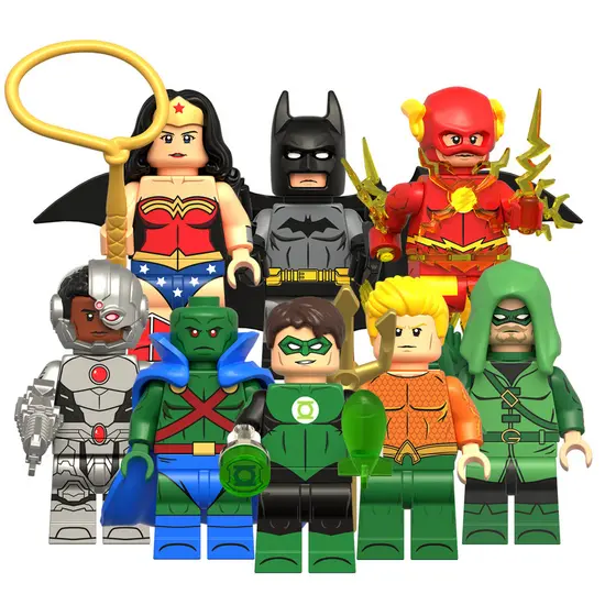 Heróis Figura Brinquedos Marciano Manhunter Lanterna Verde Seta Cyborg Aquaman Flash Brinquedo De Construção Presente