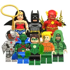 Heróis Figura Brinquedos Marciano Manhunter Lanterna Verde Seta Cyborg Aquaman Flash Brinquedo De Construção Presente