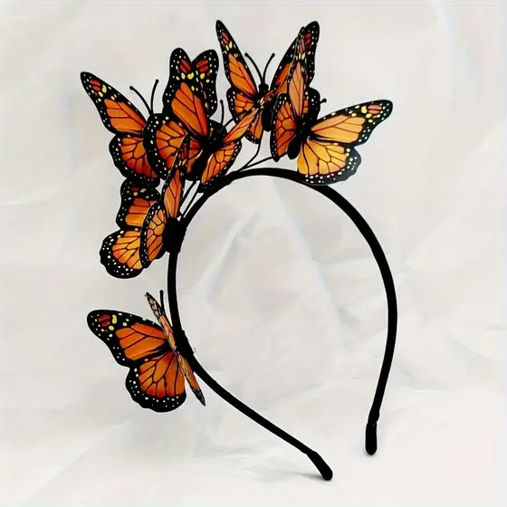 Chapéu Fascinator de Borboleta, Tiara de Borboleta Monarca, Coroa para Festa do Chá, Acessório de Fantasia de Halloween