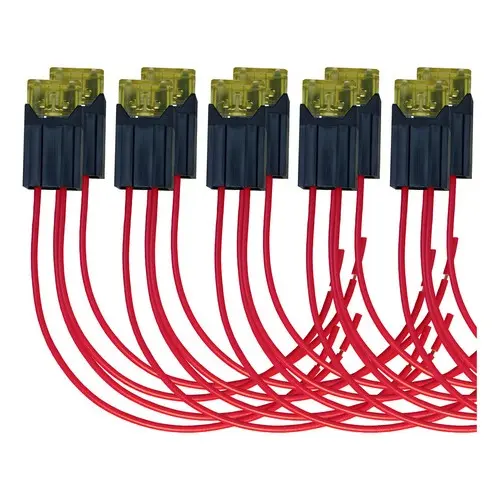 Porta Fusível 2,5mm Com Fusível Lâmina 20A - Pacote 10 Porta Fusível 2 Via Lâmina Média 2,5mm Unival 20a