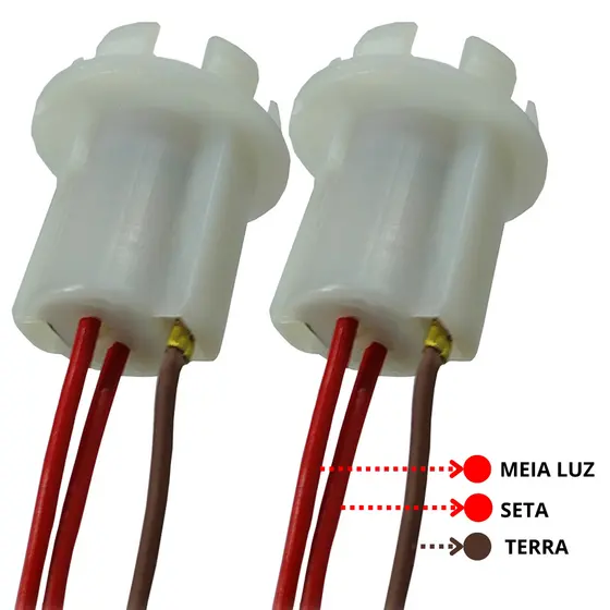 Kit Par de Soquete Universal Para Lampada 2 Polos Freio E Seta Farol