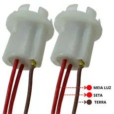 Kit Par de Soquete Universal Para Lampada 2 Polos Freio E Seta Farol