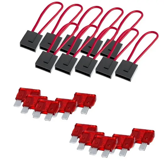 10 Porta Fusível Lamina Médio Fio 1,5 mm e 10 Fusíveis Lâmina Médio 10 amperes