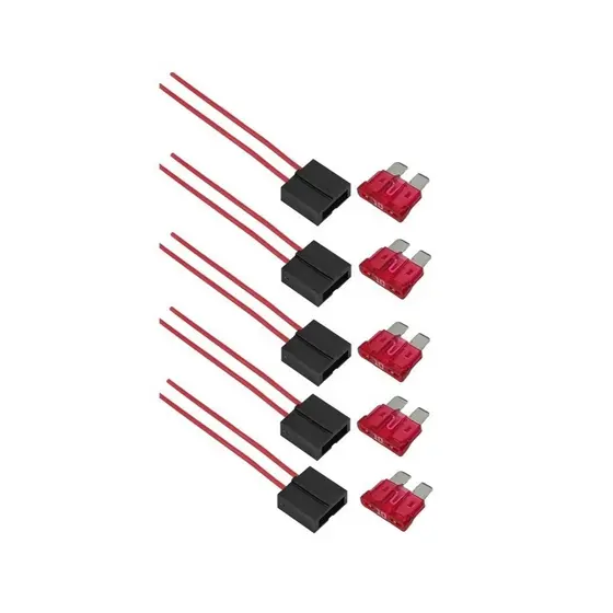 5 Chicote Conector Portas Fusível cabo fio de 2,5mm com 5 Fusível Automotivo