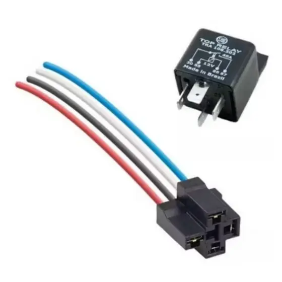 RELE AUXILIAR UNIVERSAL 40A com suporte  + CHICOTE 4 vias