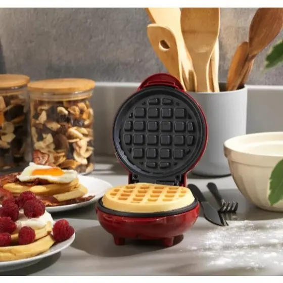 Mini Máquina de Waffles Elétrica Portátil Casa Cozinha Fazer Waffle Panquecas Automático 220V