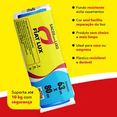 Saco de Lixo Azul 50 Litros Reforçado Com 20 Unidades Reciclagem