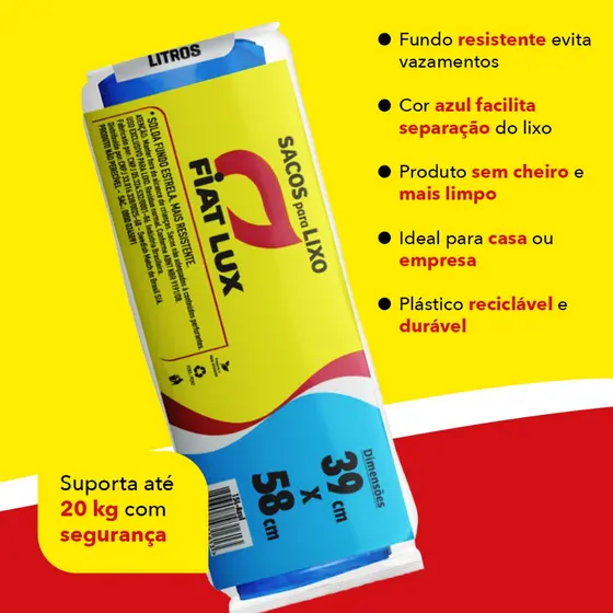 Saco de Lixo Azul 100 Litros Reforçado Com 10 Unidades para Reciclagem