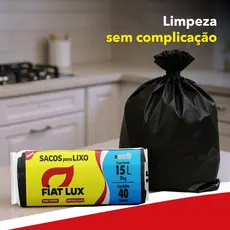 Saco de Lixo Preto 15 Litros Reforçado Com 40 Unidades Reciclavel