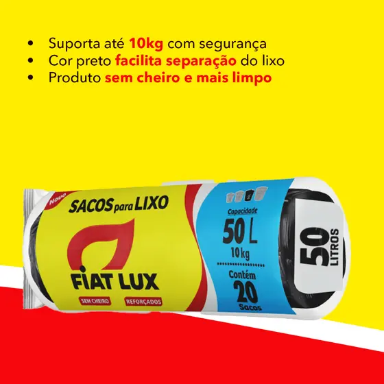 Saco de Lixo Preto 50 Litros Reforçado Com 20 Unidades Reciclavel