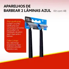 Kit Barbeador Aparelhos de Barbear Descartável Com 3 Laminas 96 Unidades Fiat Lux Flexor