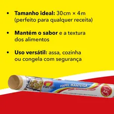 Papel Manteiga Antiaderente para Forno e Airfryer rolo 30x4 Anti gordura