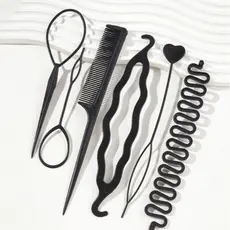 Conjunto de ferramentas de cabelo/trança de cabelo, cabeça esférica, botões de flores, pente de cabelo, trança de cabelo