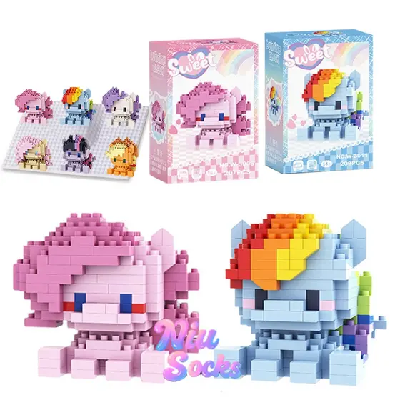 mini Bloco De Construção De Pônei Colorido De Desenho Animado Quebra-Cabeça 3D Brinquedo Infantil Presente De Natal