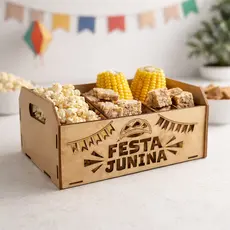 Kit Caixotinhos Escrita Festa Junina 15x10x6 Decoração Mesa Tema Lembrancinha Brindes Suporte Bandeirinha