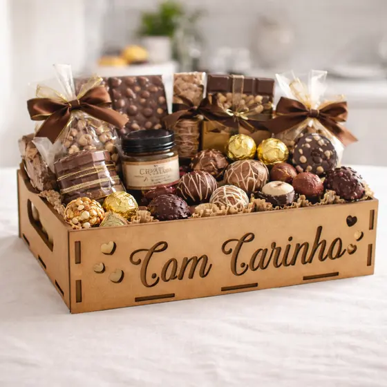 Bandejas Com Carinho e Coração 30x20x7 Organização Multiuso Presente Feminino Masculino Cestas Domestica Cozinha