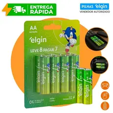 Pilha AA Elgin Alcalina 1,5V Blister Alta Durabilidade Controle Brinquedos LR6 Linha Sonic