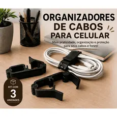 3 Organizadores de Cabos Dobrável Reutilizável | Porta Carregador USB, Fones e Fios | Compacto e Resistente