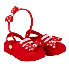 Sandalia Babuche Papete Menina Laço Vermelho e Tiara