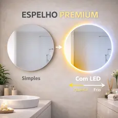 Espelho Lapidado até 60 cm COM ou SEM LED para Banheiro, Sala, Quarto, Escritório e Salão