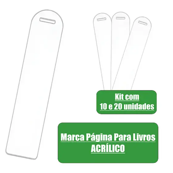Marca Página Acrílico Transparente 14 x 3cm Para Livros Kit com 5/10/20 Unidades Personalizáveis