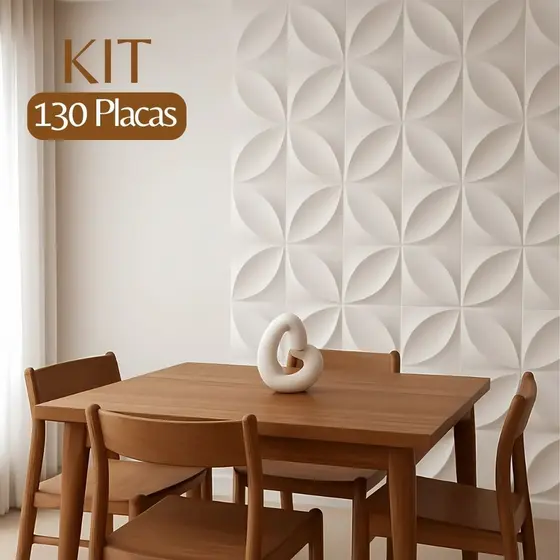 Kit 130 Placas Decorativas PVC 3D 25x25cm Revestimento de Parede Moderna