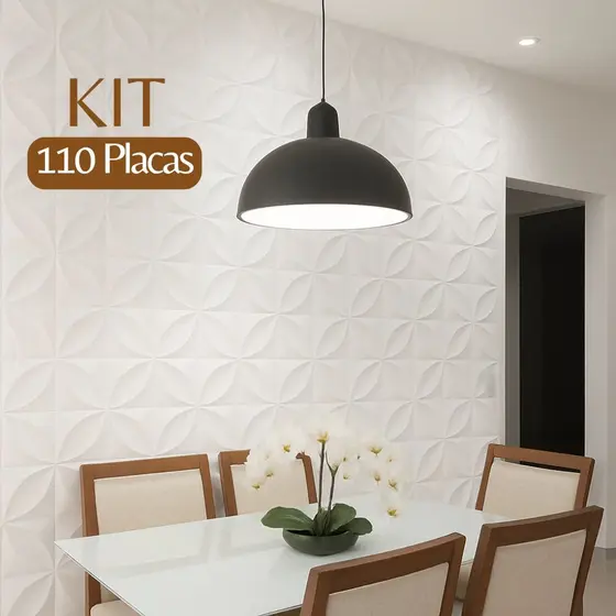 Kit 110 Placas Decorativas 3D PVC 25x25cm Revestimento de Paredes