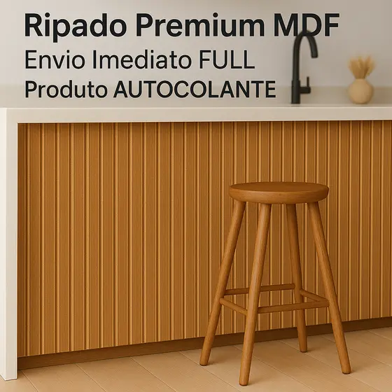 Kit 50 Painéis Ripado MDF 50x11cm Revestimento de Parede Autocolante