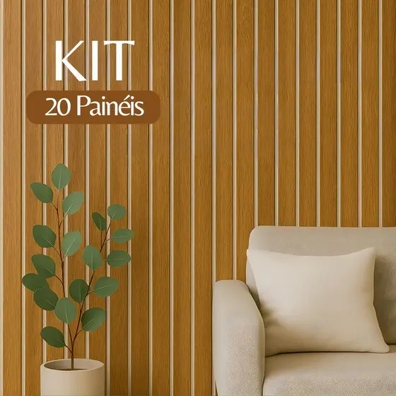Kit 20 Painéis Ripado MDF 45x11cm Revestimento Decorativo Moderno Parede