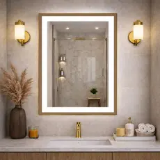 Espelho Com Led 3 Cores Touch Jateado Banheiro Quarto Maquiagem Penteadeira Iluminação Ajustável