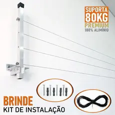 Varal De Parede Retrátil Alumínio Reforçado Para Roupas Suporta Até 80kg