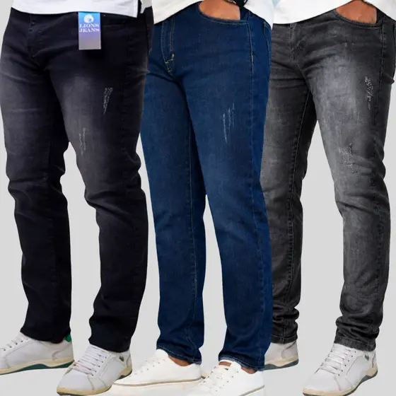 Kit 3 Calças Jeans Masculina Slim Fit Com Elastano Lycra Premium Super Stretch Envio Rápido