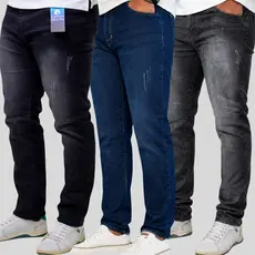 Kit 3 Calças Jeans Masculina Slim Fit Com Elastano Lycra Premium Super Stretch Envio Rápido