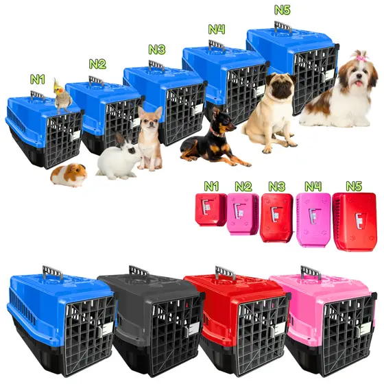 Caixa de Transporte Pet Cachorro Gato Coelho Roedores Aves Filhotes Viagem e Passeio Petliz N1 ao N5