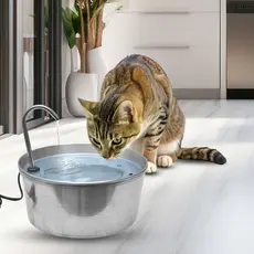 Bebedouro Fonte de Água Automática Elétrica Bivolt para Gato Tubo Aço Inox 1,8 Litros - Petliz