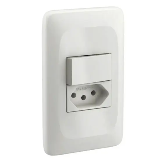 Interruptor Simples + Tomada 20a 250v 4x2 Lorenzetti Zuli Branco