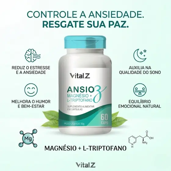 ANSIO Z  Triptofano + Magnésio | Vital Z | 60 Cápsulas