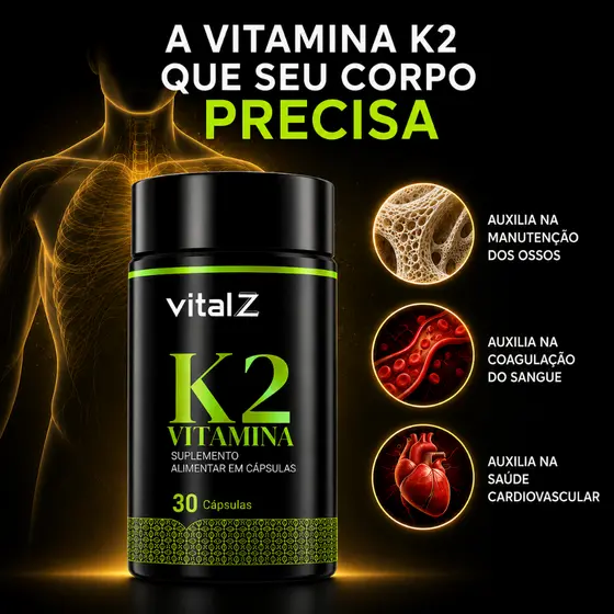 Vitamina K2 VitalZ 149mcg – Suplemento Alimentar em Cápsulas – 30 Unidades