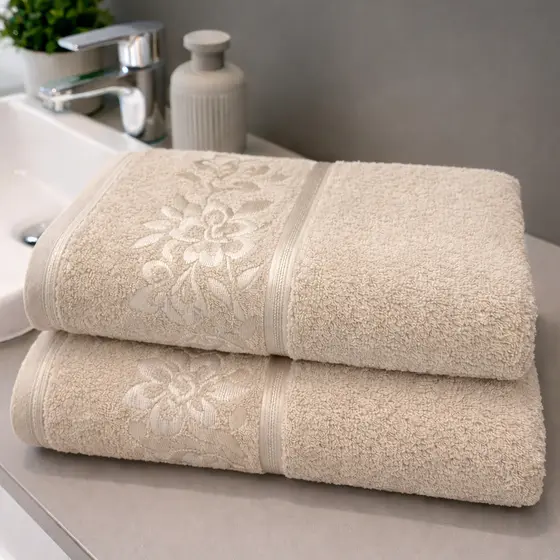 KIT 2 Toalhas de Banho Garden Premium 75x130cm 100% Algodao Felpauda Super Macia Floral