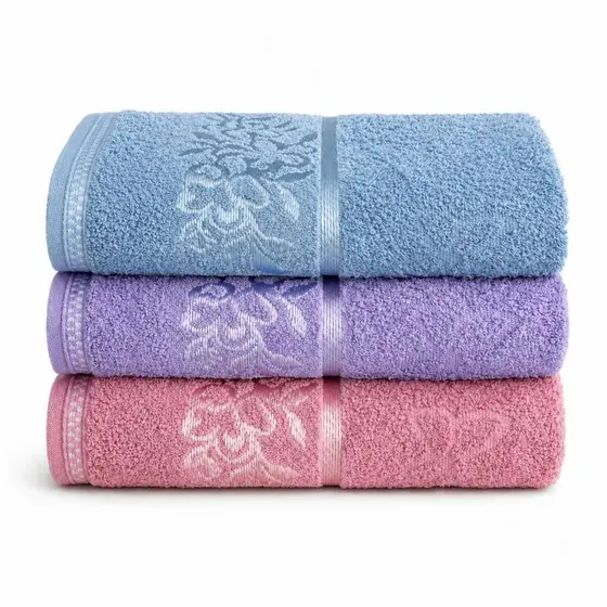 KIT 3 Toalhas de Banho Garden 100% Algodão – Floral Jacquard, Maciez Premium e Alta Absorção