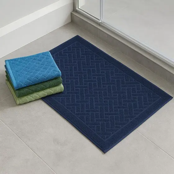 Kit 2 Toalha De Piso Premium Saida de Banho 100% Algodão Tapete Felpudo Macia Absorvente Hotel 40x75cm atoalhado