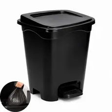 Lixeira com Pedal 13 Litros Preta Banheiro Cozinha Escritório Cesto de Lixo Multiuso Resistente Moderna Luxo