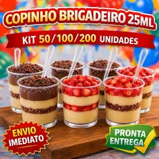 Kit Copinhos de Brigadeiro com Colherzinha Acrílico Docinho Doce MIni Mousse Lembrancinha Aniversario