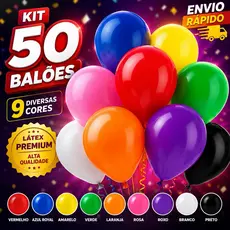 Balão Bexiga Látex Liso 9 Polegadas 50 Unidades Decoração Festa Aniversário