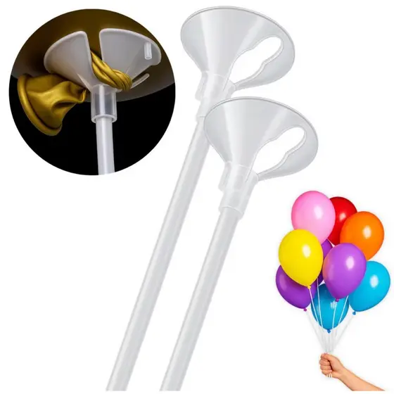 Kit 50 Vareta Pega Balão 30cm com Suporte Transparente Festas Eventos