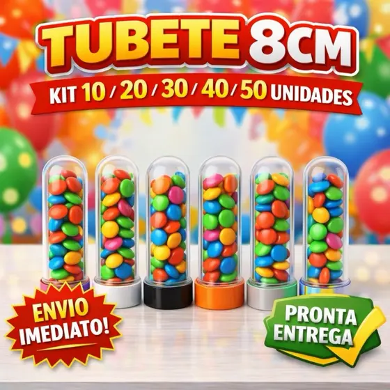 Kit Tubete 8cm 10/20/30/40/50 Acrílico Decoração Para Aniversarios, Festas - Lembrancinhas