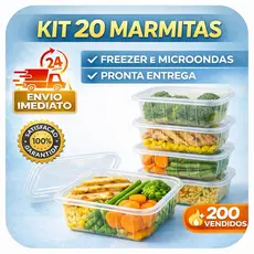 Potes Marmita 350ml/500ml/750ml/1000ml Freezer Microondas Fitness Comida Congelada Marmitex Organizador