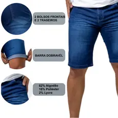 Bermudas Masculinas Jeans Short Elastano Lycra Masculino Casual Para o Dia a Dia Versatil e Confortavel
